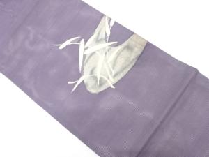 絽　流水に笹模様織り出し　名古屋帯